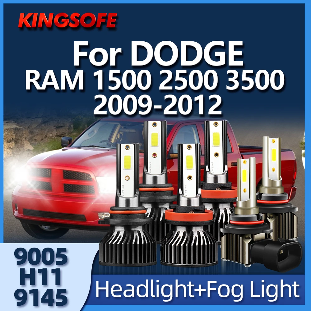 

Светодиодная лампа KINGSOFE 6000K для автомобиля, лампа для фар 9005 H11 12 В, подходит для 1500 2500 3500 DODGE RAM 2009-2012