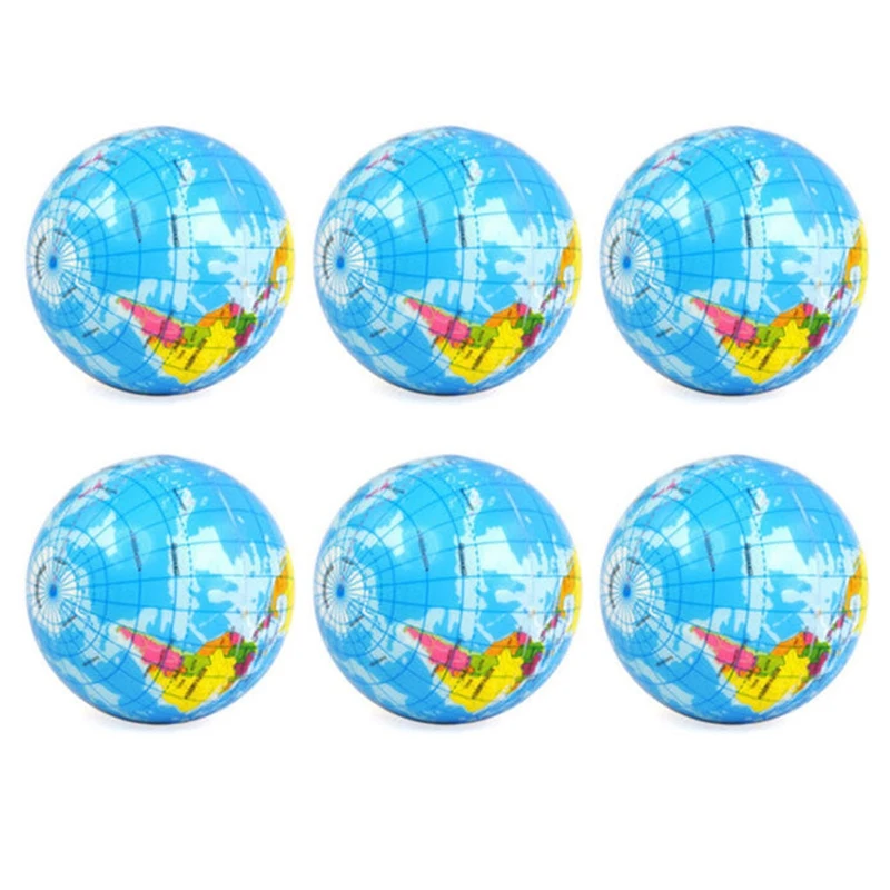 

6 Pack Earth Stress Balls,4 Inches Earth Theme Squeeze Balls ,Stress Relief Balls Squeeze Anxiety Fidget Sensory Balls-Drop Ship