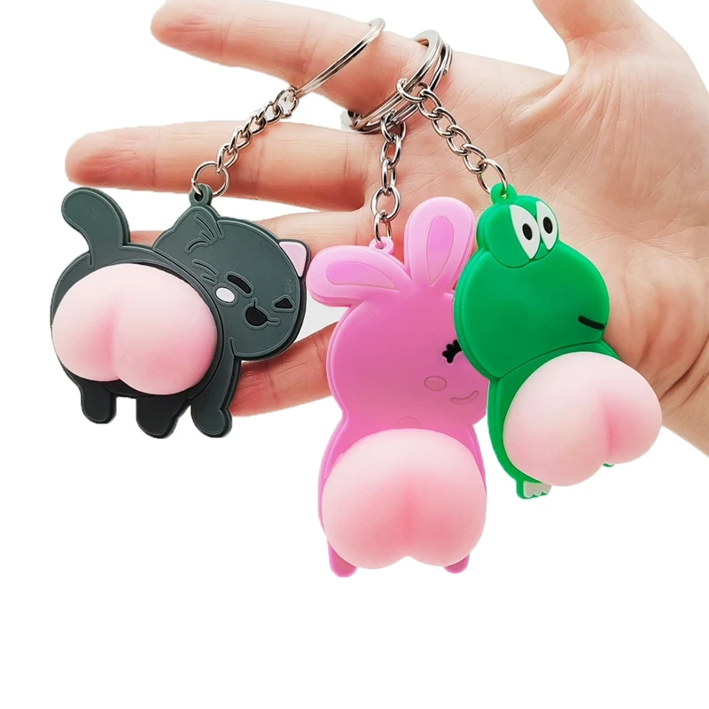 

Sensory Squeeze Butt Keyring Fidget Soft Pinch Mini Cartoon Animal Doll Interactive Toy for Men Women Relaxation Anxiety