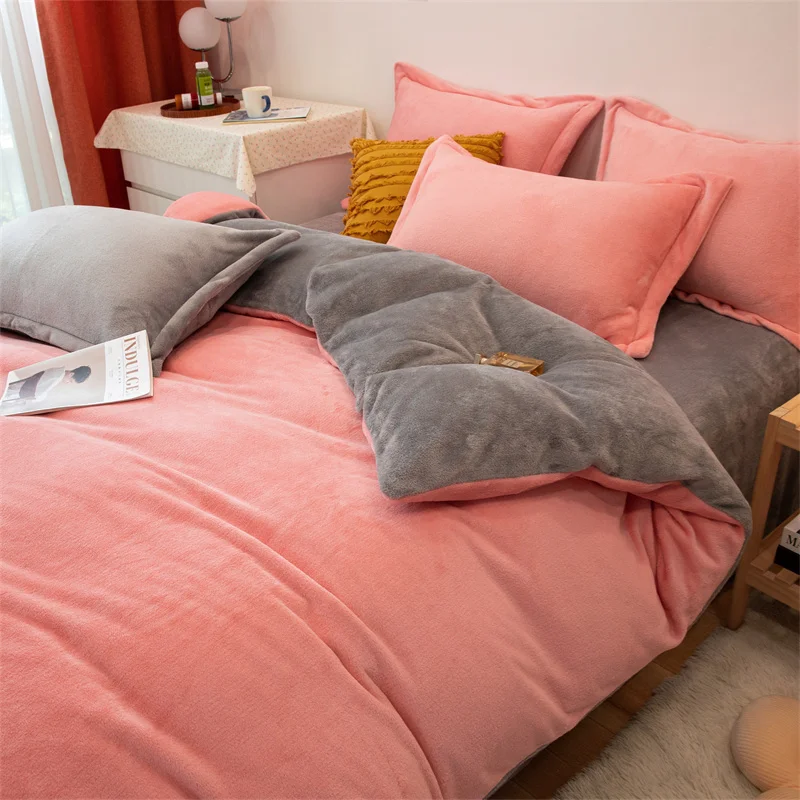 

Winter Warm Flannel Duvet Cover Solid Color Soft Cozy Quilt Cover for Adults Children Dual-use Thick Comforter Cover