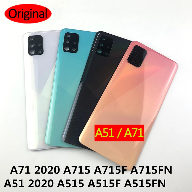 Оригинальный чехол для SAMSUNG Galaxy A71 A715 A715F/A51 2020 A515 A515F задняя крышка батарейного отсека + крышка объектива камеры + логотип
