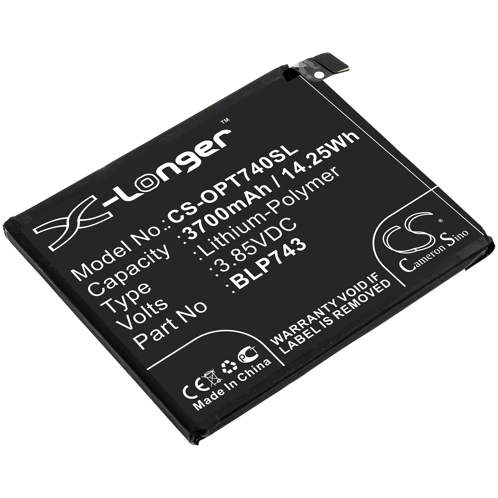 

Cameron Sino Mobile SmartPhone Replacement Li-Polymer Battery 3700mAh For BLP743 Oneplus 7T, HD1901, HD1903, Free Tools