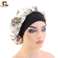 2021 muslim turban caps wrap head sleep hair fashion print hijabs bonnet satin lined sleep cap ladies hair styling night hat