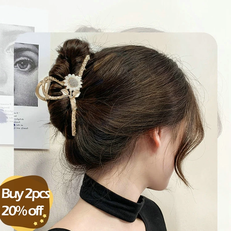 

2022 женский Подсолнух GripperGold полый геометрический металлический коготь для волос Винтажные заколки для волос головная повязка Шпилька для в...