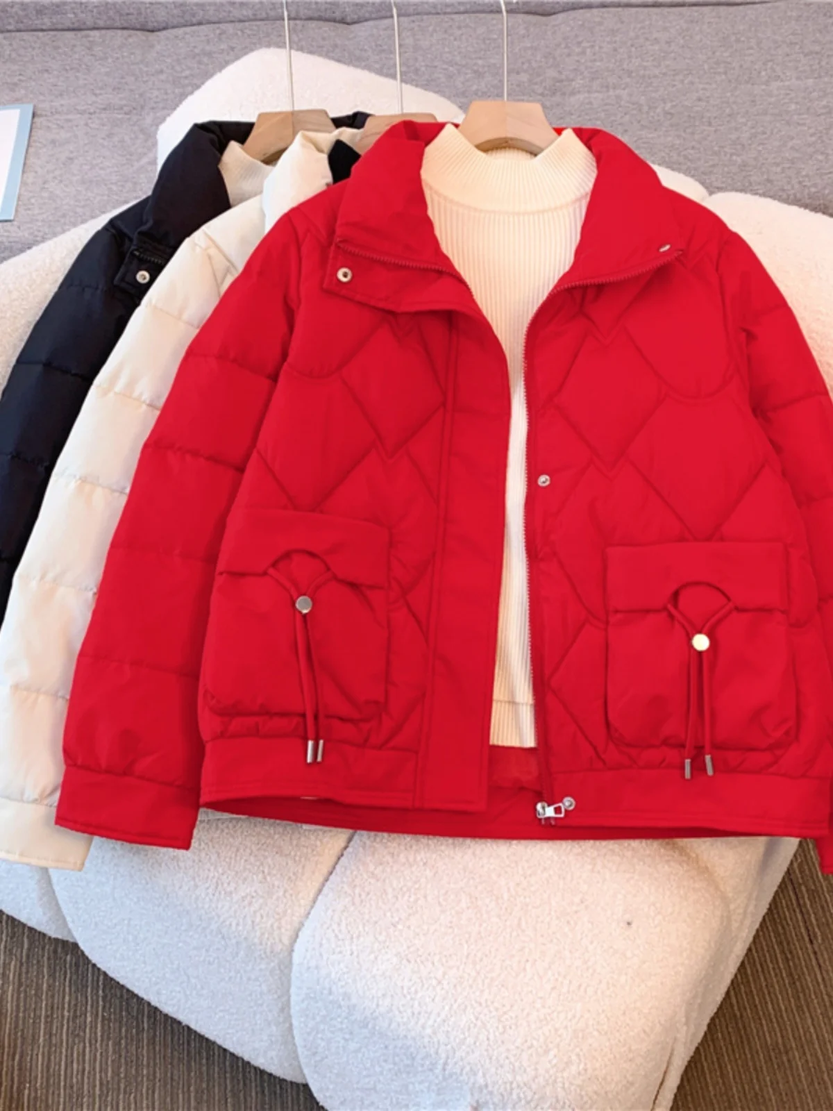 Модный свободный утягивающий пуховик с хлопковой подкладкой женская одежда