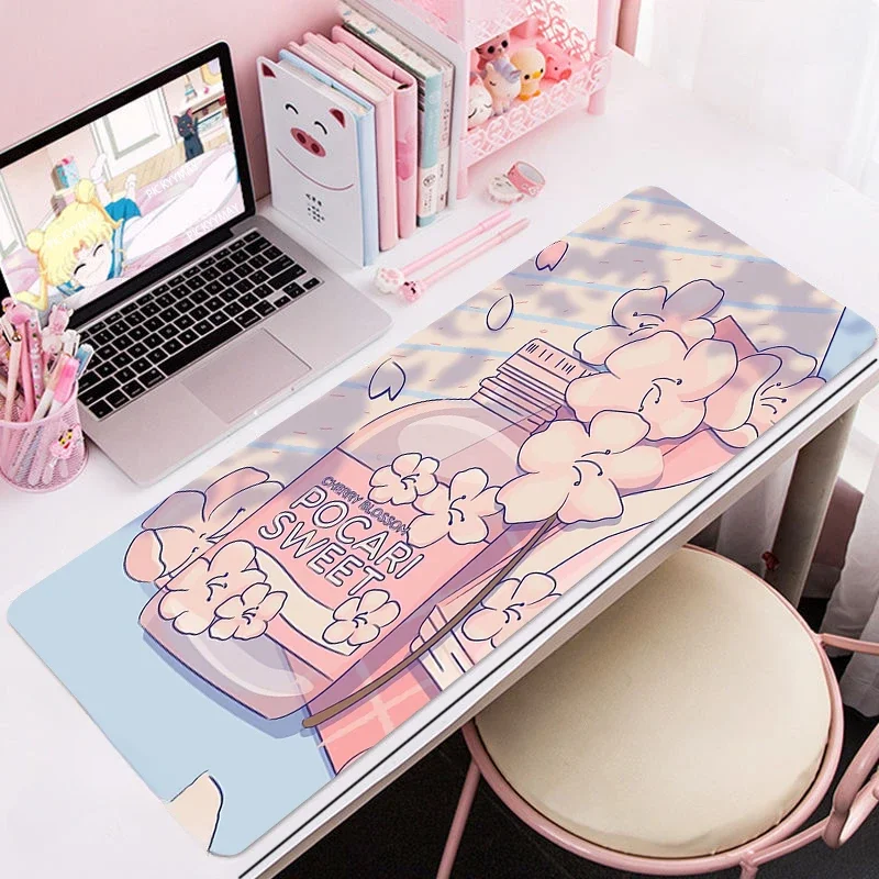 Розовый милый коврик для мыши геймерский большой Kawaii XXL клавиатуры настольный