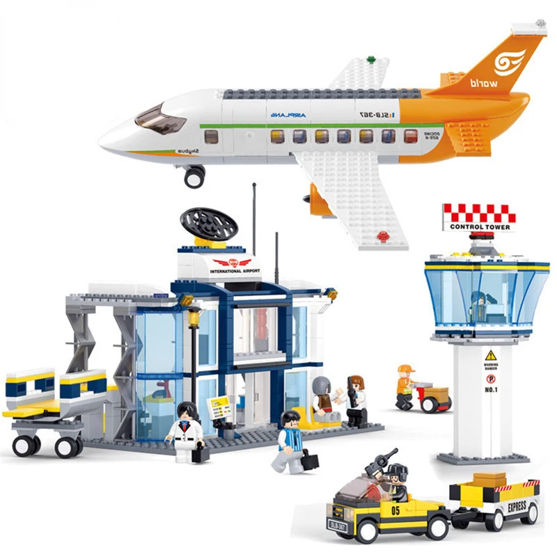 

City Plane Series International Airport Airbus Aircraft Airplane Sets Dolls DIY Model Building Blocks Toys for Kids Gifts Type