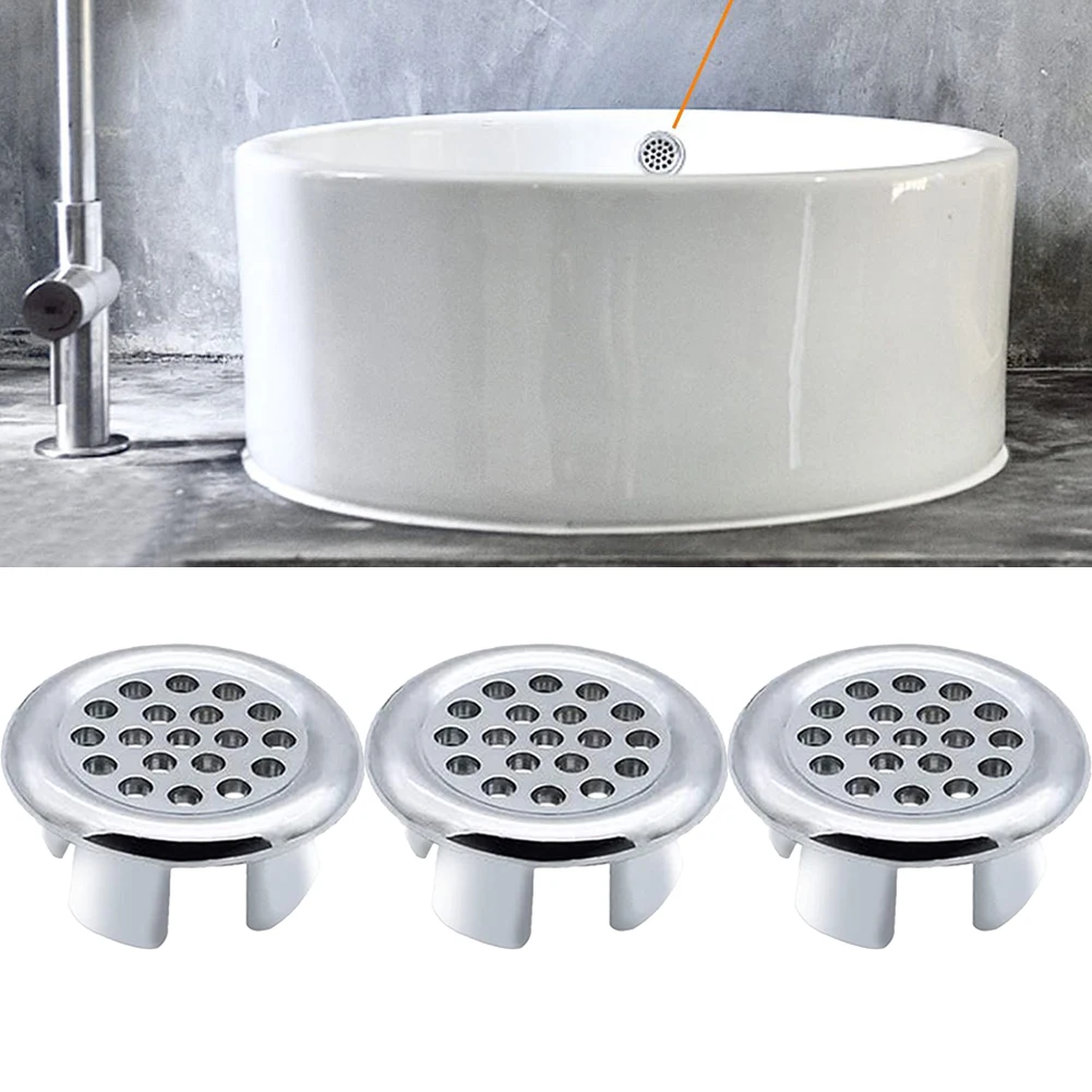 

3*Bath Sink Round Ring Overflow Spare Cover Round Overflow Ring Chrom Hole Cover Insert Basin Overflow Ring 2022 New