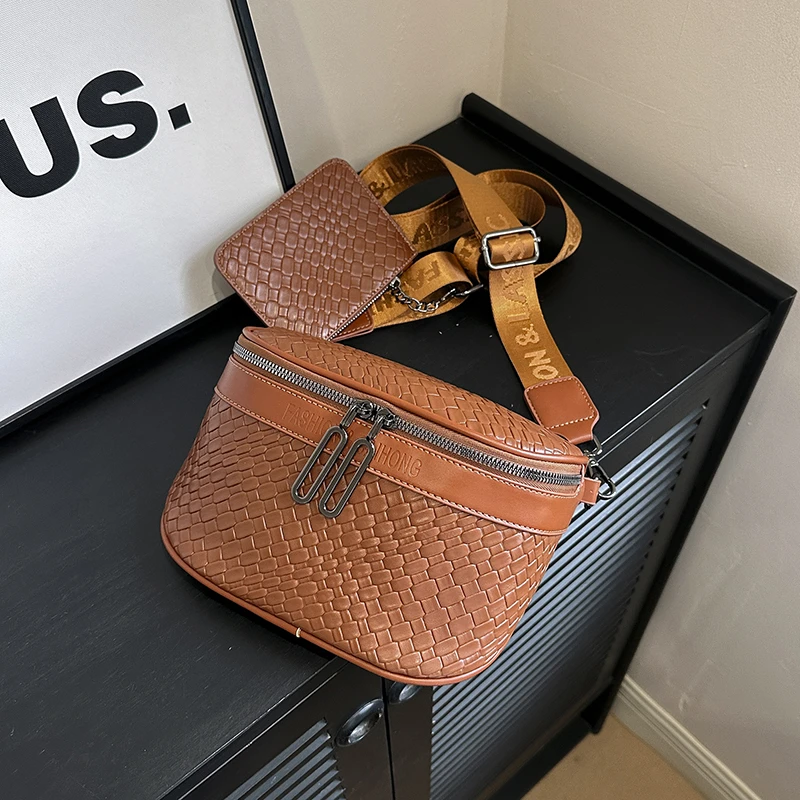 

Women's Shoulder Bag Braided Leather Crossbody Bag Separate Purse Saddle Messenger Bag Ladies Luxury Designer Casual Tote Bag