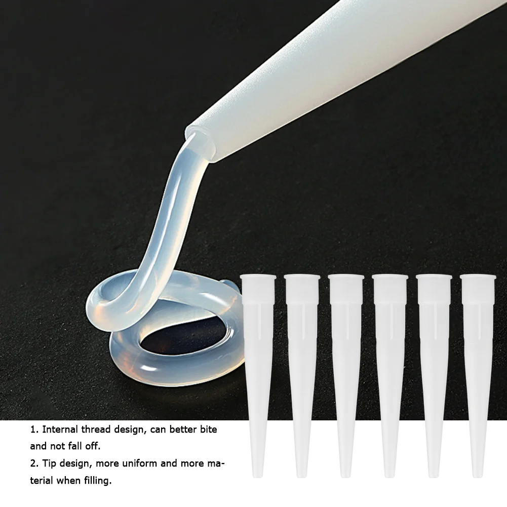

6Pcs Internal Thread Caulking Nozzle Plastic Structural Glue Mouth Epoxy Resin Grouting Tools for Construction Decor