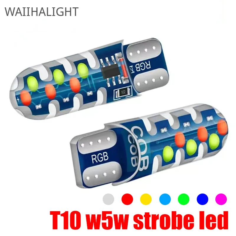 2 шт. RGB W5W светодиодный лампы 194 168 T10 COB 18SMD стробоскопическая вспышка автомобиля Клиренс клиновидный лампа Лицензия светильник многоцветная Автомобильная индикаторная лампа