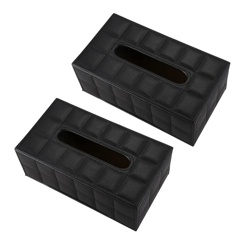 

JFBL Hot 2X Durable Home Car Rectangle PU Leather Tissue Box Paper Holder Case Cover Napkin Black