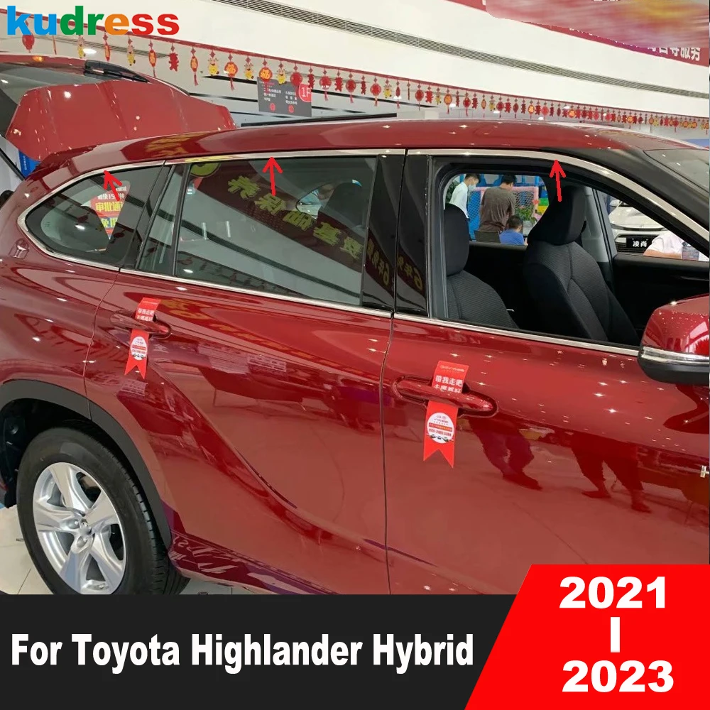 

Upper Window Sill Trims For Toyota Highlander Hybrid 2021 2022 2023 Stainless Window Frame Trim Molding Strip Car Accessories