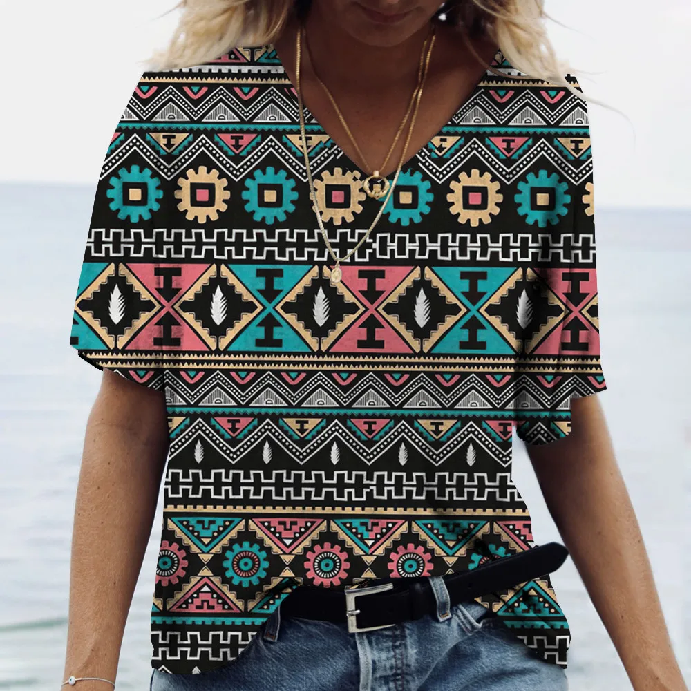 

Женская футболка в клетку, с коротким рукавом и V-образным вырезом