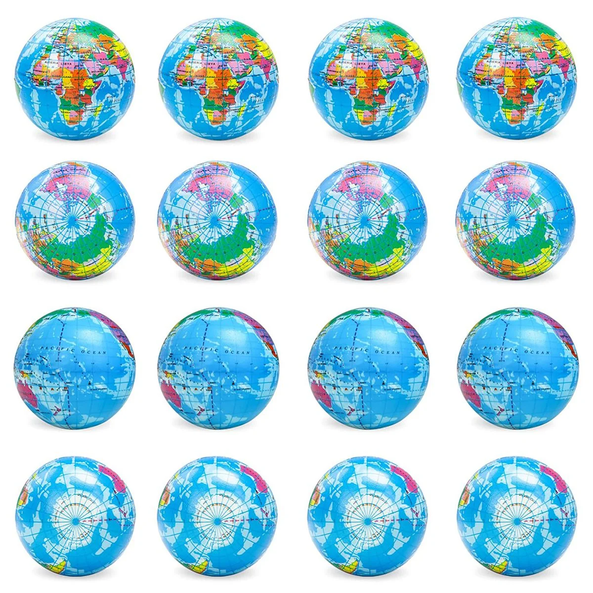 

16 PCS Globe Squeeze Balls,3 Inch Earth Stress Relief Toys Squeeze Balls Educational Stress Balls for Finger Exercise