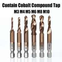 m3 m4 m5 m6 m8 m10 contain cobalt compound tap hss hex shank screw thread tap drill bit machine compound tap thread screw tools