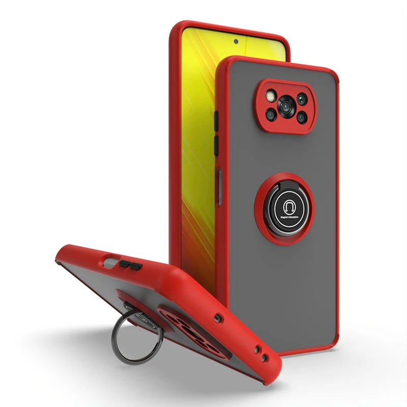 protective phone case for xiaomi redmi poco x3 pro nfc gt note 10s 9 10 9s 11t 11 m4 max plus car magnetic with ring stand cover free global shipping
