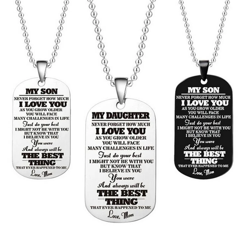 

Fashion Pendant Necklace Family Jewelry To My Son Daughter We Love You Love Dad Mom Necklace Military Army Cards