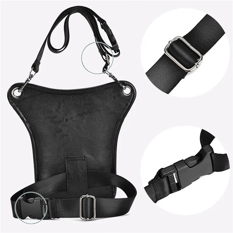 Thick Leather Men Design Casual Coffee Classic Shoulder Sling Bag Fashion Travel Fanny Waist Belt Pack Leg Bag images - 6