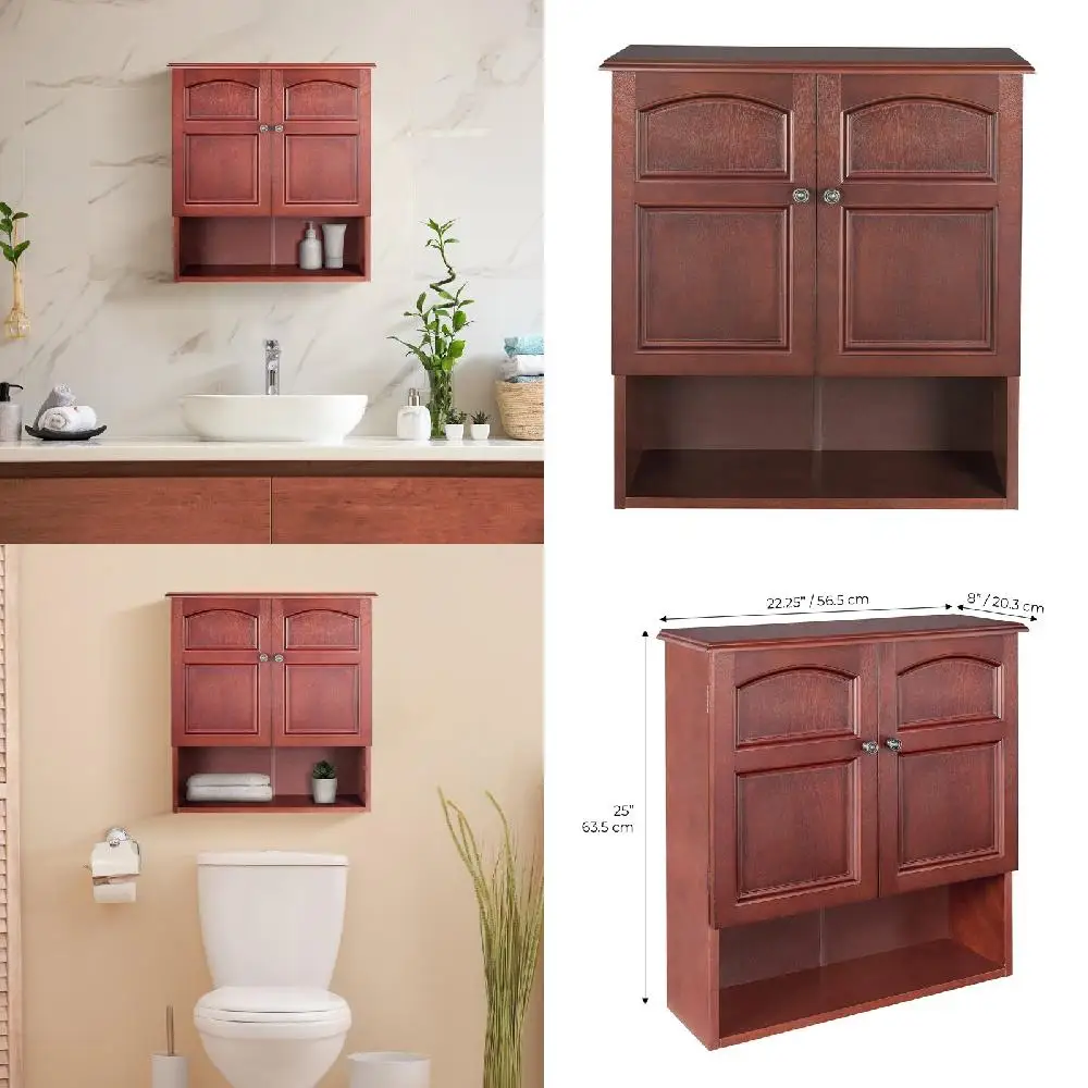 

Stunning Solid Mahogany Removable Wooden 2 Door Wall Cabinet with Industrial-Style Design, Perfect for Home Organization and Dec