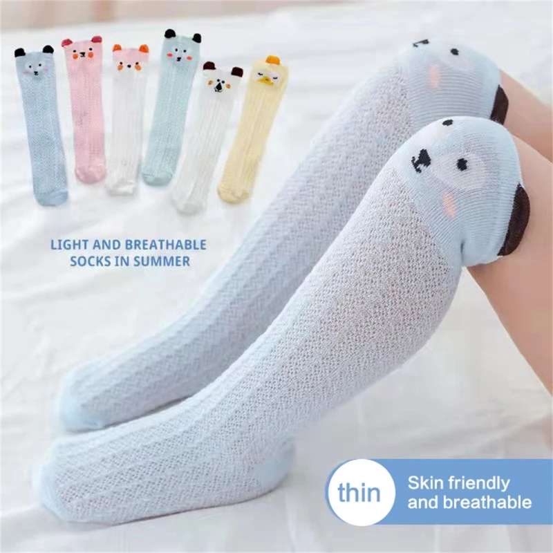 

5 Pairs Baby Girl Knee-High Socks Toddlers Long Stockings Newborn Infant Non-Slip Sock for 0-3 Years-Old Boys Girls A2UB