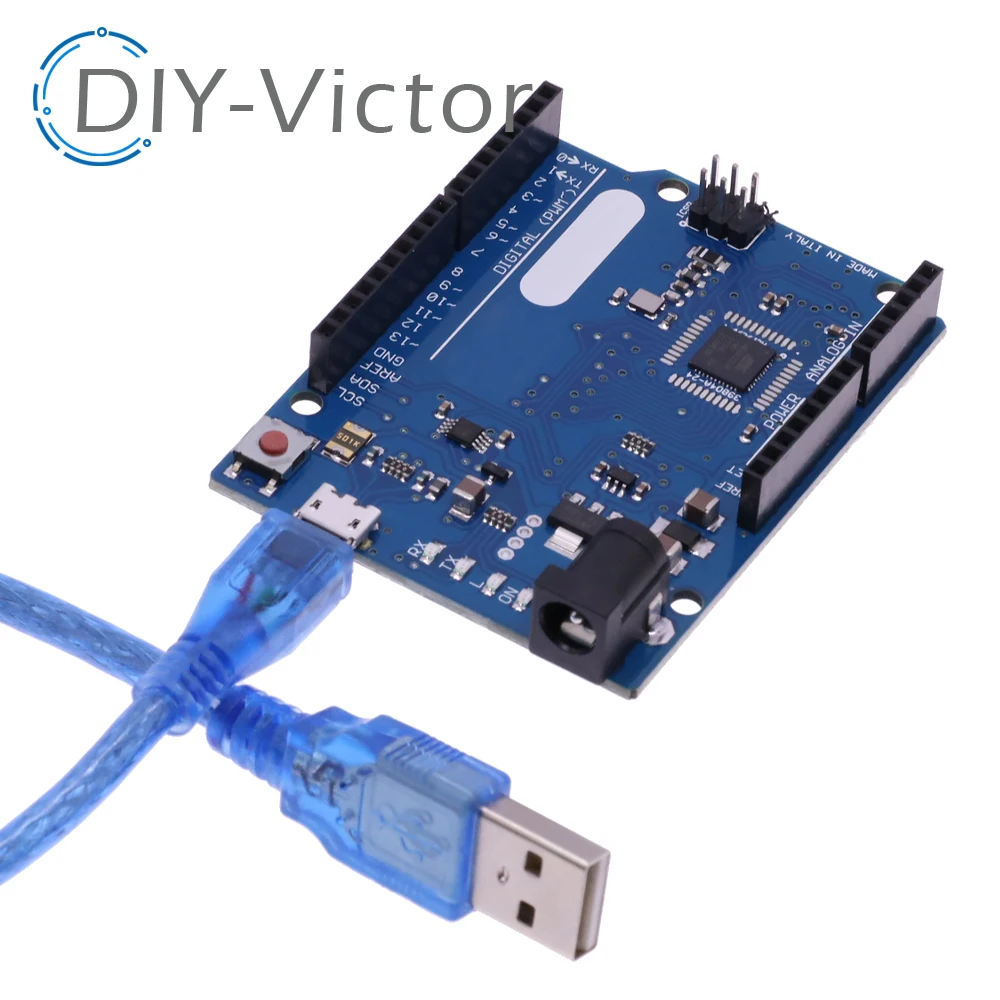 Макетная плата Leonardo R3 + USB-кабель ATMEGA32U4 для Arduino стартовый комплект сделай сам