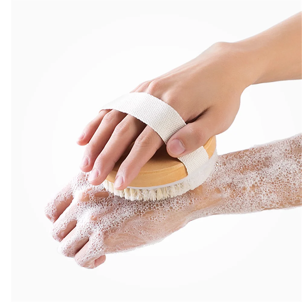 

Natural Bristle Bathing Soft SPA Brush Without Handle Wooden Bath Shower Silicone Body Scrub Exfoliating Scrub Containers Tool