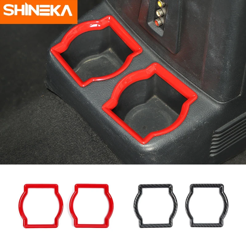 

SHINEKA ABS Car Rear Row Armrest Box Cup Holder Decoration Cover Trim Stickers For Dodge Nitro 2007-2012 Interior Accessories