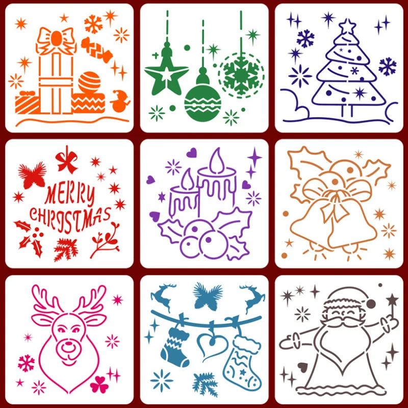 

1pcs Christmas New Year DIY Layering Stencil Wall Scrapbooking Coloring Embossing Furniture Decorative Template Reusable 15*15cm