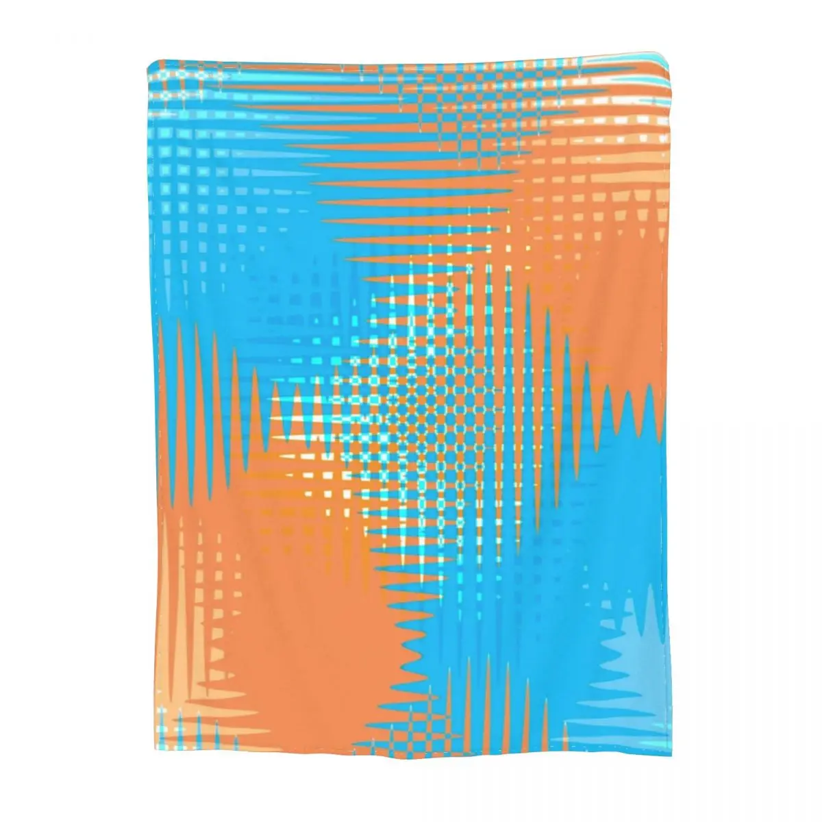 Abstract Two Tone Blanket Stylized Orange and Sky Blue Cheap Cozy Bedspread Fleece For Photo Shoot Super Soft Blanket