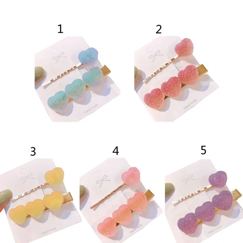 

2Pcs Cute Heart Soft Sweets Candy Barrettes Hair Pins Clips Women Hair Jewelry