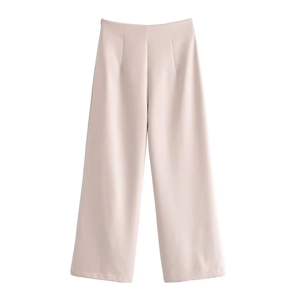 

PB&ZA Women's Wide Leg Pants Stylish Loose Unisex Streetwear Casual Apricot High Waisted Pants 2022 Autumn Female Clothes4043330
