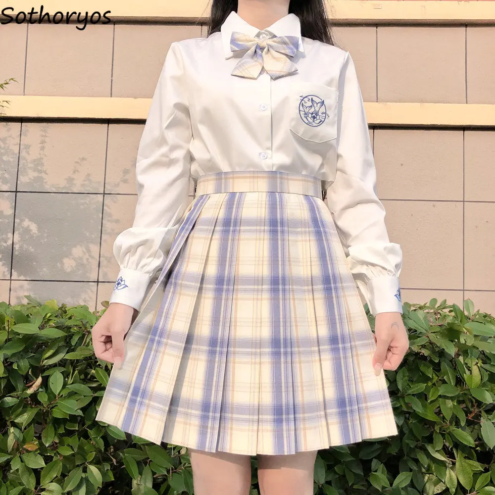 

Mini Skirts Women Sweet Girls Casual Classic Plaid Preppy Style Summer Folds Simple Japanese Basic All-match Faldas Empire Chic