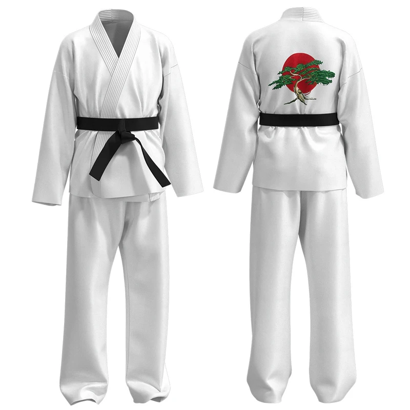 

Taekwondo uniform pure white karate training clothes karate kid cosplay men and women universal tops pants set