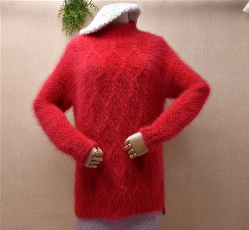 

Осенне-зимняя женская одежда, плотная теплая кашемировая вязаная свободная водолазка из меха норки, облегающие блузки, пуловер, свитер из а...