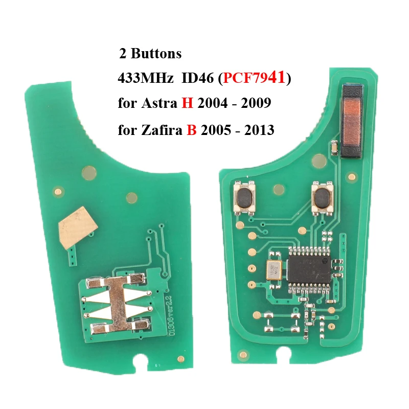 

433 МГц Дистанционное Управление Jingyuqin Дистанционный Ключ PCB ID46 PCF7941 Чип Для Opel Vauxhall Astra H 2004-2009 Corsa ...