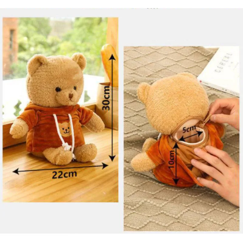 

1PC 30cm Plush Bear Hidden Safes Storage Bag for Money Jewelry Boxes for Kids Children Toys Creative Gifts Secret Box Doll Bear