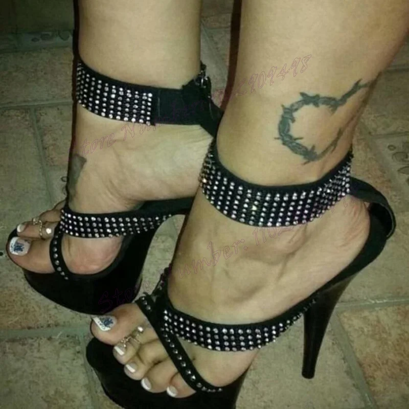 Hemegot CN 20240313EN7032 Черные босоножки на высоком каблуке