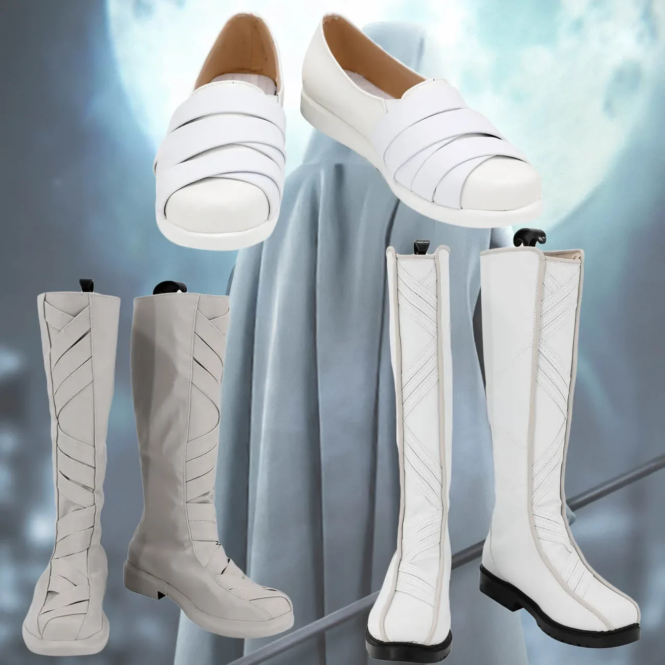 

3 Versions Moon White Knight Marc Boots Spector Leather Shoes Cosplay Custom Made Halloween Carnival Costumes Prop