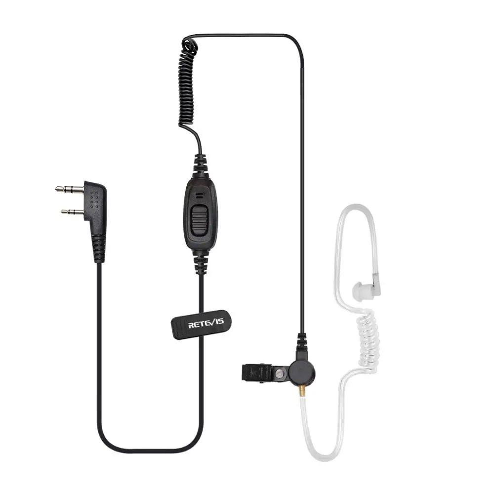 Фото Retevis EEK009 2Pin Walkie Talkie наушники Акустическая трубка Гарнитура с PTT микрофоном для Kenwood Puxing Retevis RT3S RT22 RT81 C9162A №2
