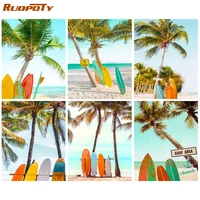 ruopoty beach landscape painting by numbers children diy acrylic paint drawing canvas handpainted wall pictures for living room