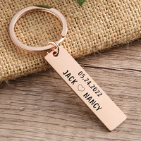 engraved couples keychain customized name and date anniversary key chain stainless steel keyring girlfriend boyfriend gifts