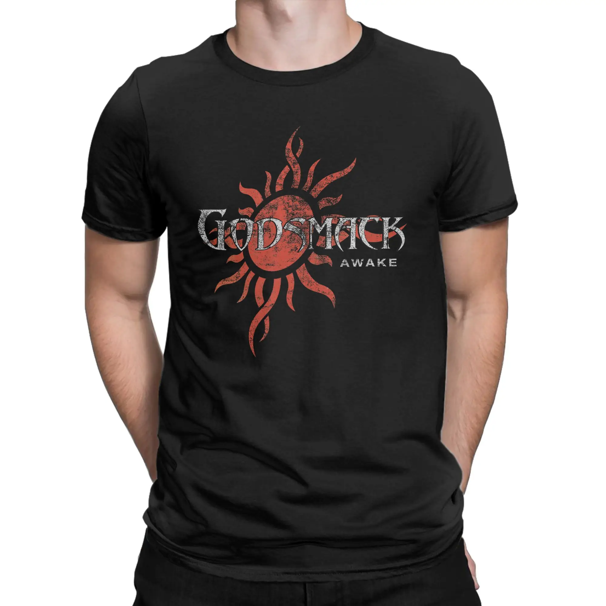 Фото Футболки Godsmack The Rise of Rock ITIN, мужские хлопковые футболки для отдыха, футболки с круглым вырезом, одежда с короткими рукавами и принтом №2