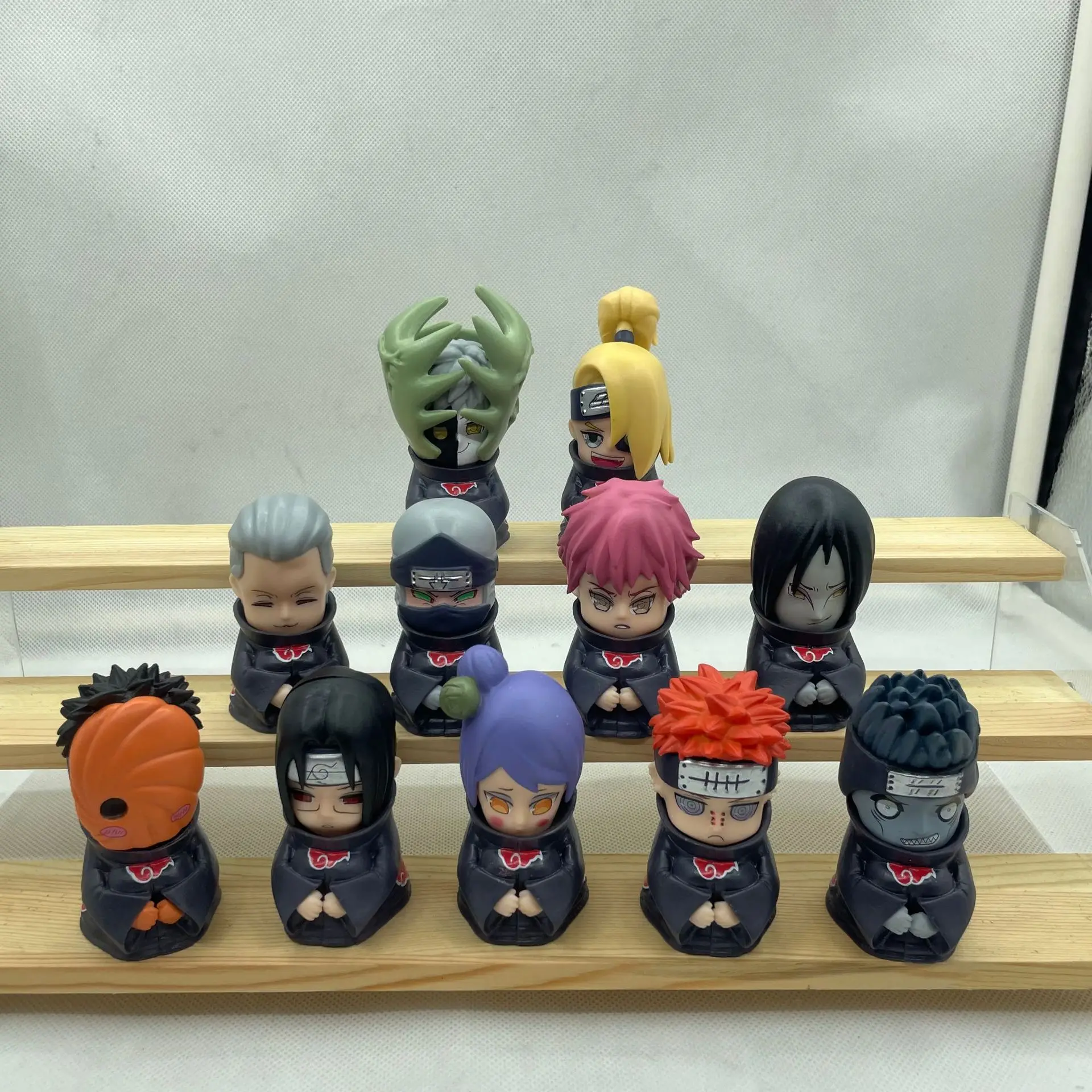 12Pcs Japanese Anime Naruto Figure Pain Konan Nagato Akatsuki Pvc Q Version Inside The Car Ornaments Model Decor Toys Fans Gifts