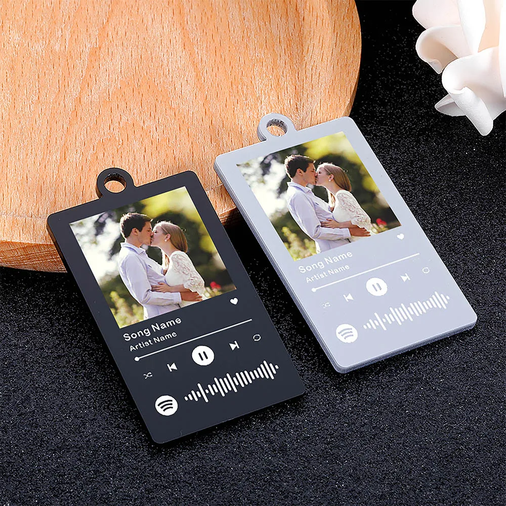 

Spotify Photo Keychain Couple Keychains Funny Key Chain Diy Keyring Metal Key Ring Stainless Steel Keyrings Customized Gift