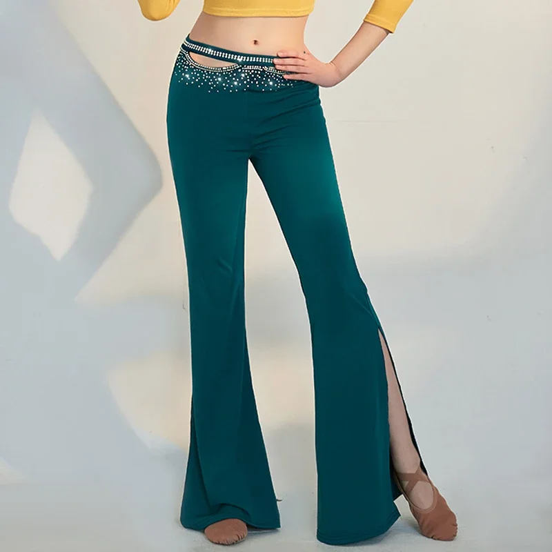 Осенние и зимние брюки для танца живота AB с камнями кисточками тренировочные