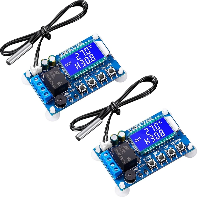 

2Pcs XY-T01 Electronic Temperature Controller, Control Module -50Celsius To 100Celsius Temperature Control Switch Boards