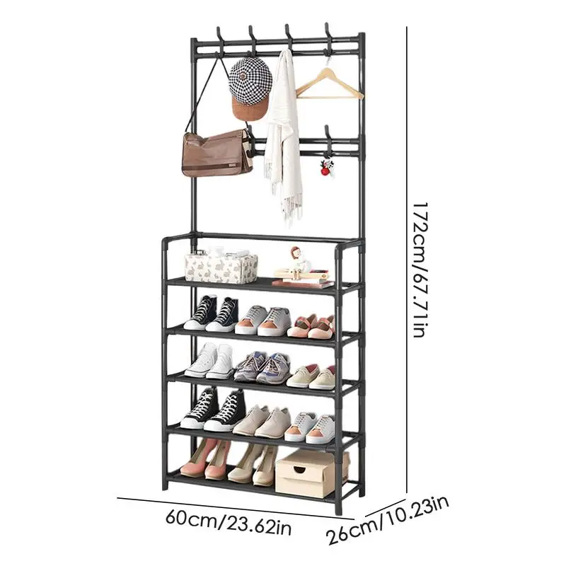 Вешалка для одежды с крючками хранения обуви Металлическая тканевая вешалка