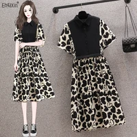 ehqaxin new womens dress 2022 retro chic love floral stitching button short sleeve versatile loose dresses for female m 4xl