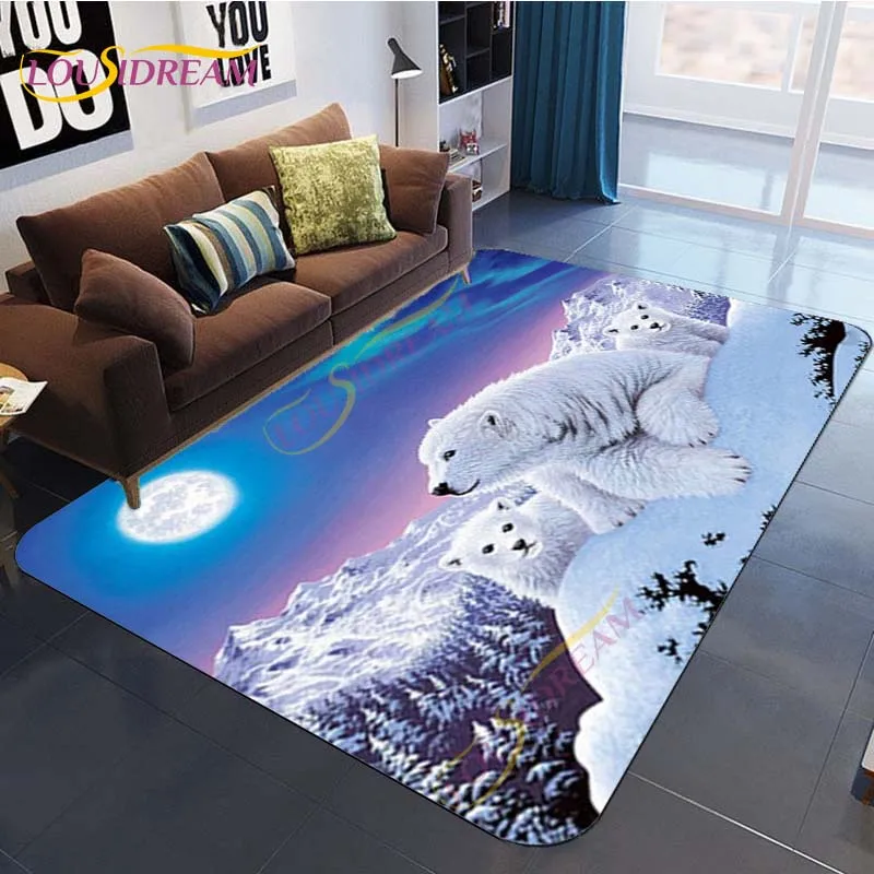 Большой коврик с мультяшными животными коврики белым медведем нескользящий